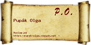 Pupák Olga névjegykártya